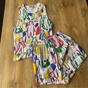 Colorful Abstract Print Women's Sleepwear Set